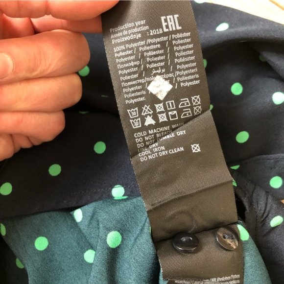 Womens Vero Moda Nicky Navy Green Polka Dot Tie front button up blouse size S - Picture 8 of 11